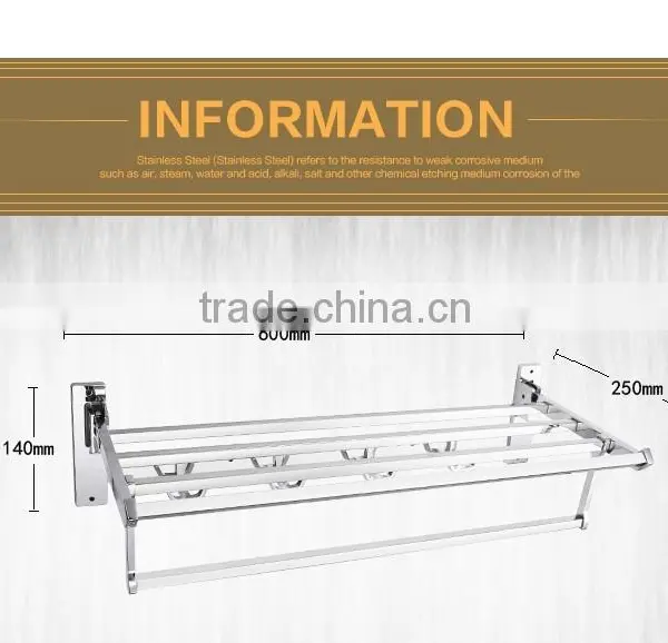 Wesda Stainless Steel Bathroom Wall Towel Shelf With Hooks A160 photo-5