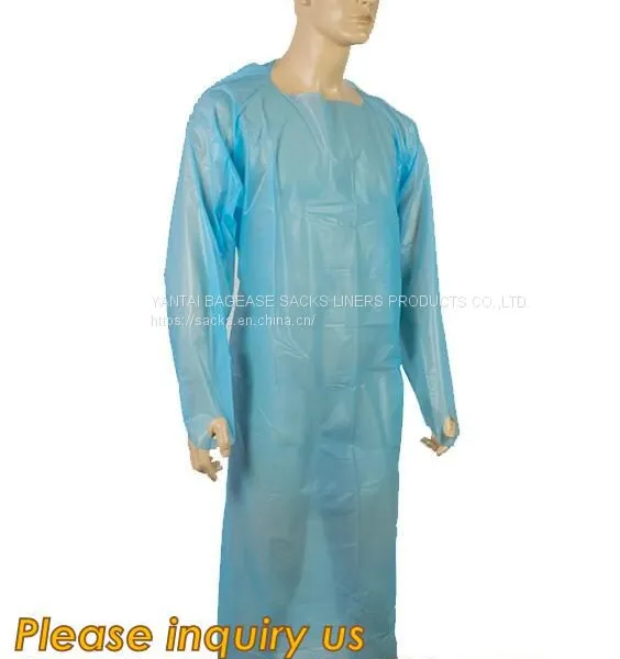 CPE Gown, Medical Disposable Aprons for Doctor, LDPE Coated Biohazard Apron,Surgical Apron, Logo Printed Disposable Medical Plasti photo-5