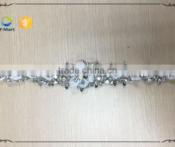 Wholesale Bridal Rhinestone Appliques With Organza Flower photo-5