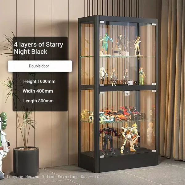 JUNTUO Commercial Glass Display Cabinet | Steel Frame Showcase | LED Lighted, Secure Lock for Showroom Use – DC-1800LS-04 photo-2