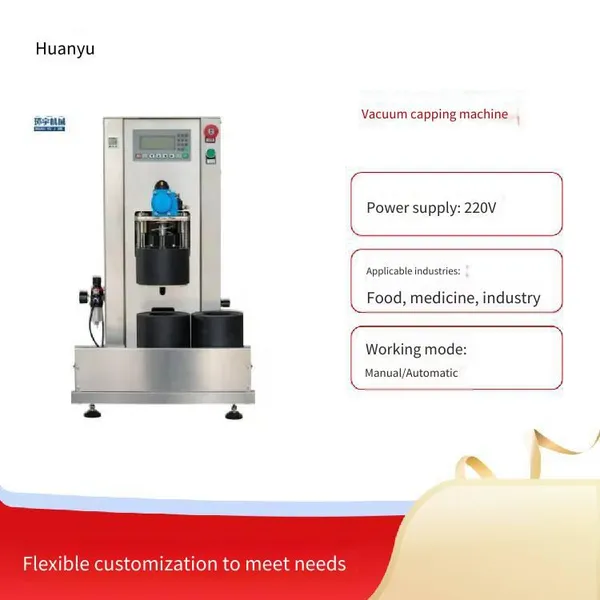 Huanyu Double-station Vacuum Capping Machine, Vacuum Screw Capping Machine for Tin Canned Sugar Water, Available for Sale Nationwide and Shipped on Time