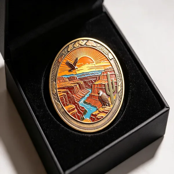 North America Landmark Challenge Coin Set, 9 Pcs 3D Hard Enamel Antique Metal Souvenir Coins for Tourist Gift Collection photo-2