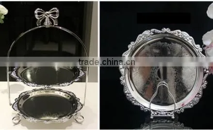 AN326 ANPHY European Style Noble Double Wedding Cake Fruit Dessert Four Sizes Metal Plate Stand Display 37.5*29*21cm photo-3