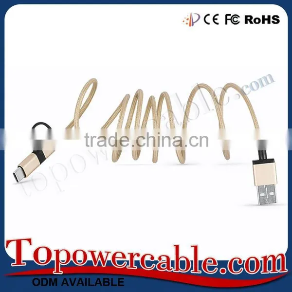 Hot Selling Braided Nylon 2 in 1 USB Type C and Micro USB Data Cables photo-4