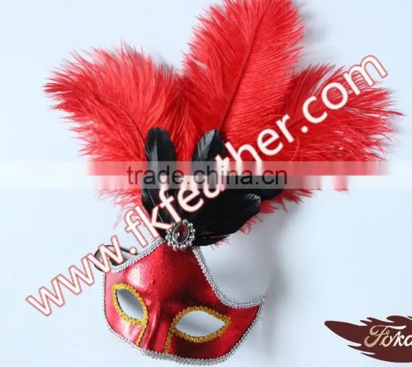 2016 Latest Selling Product PVC Party Mask With Ostrich Feather Decoration photo-2