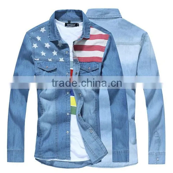 OEM Denim Shirt Dress Men Cheap Jean Shirt Wholesale photo-2