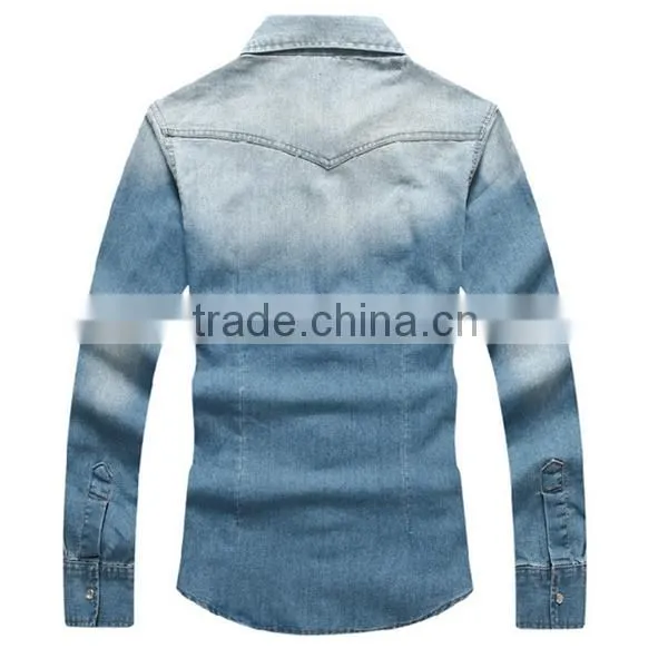 OEM Denim Shirt Dress Men Cheap Jean Shirt Wholesale photo-3