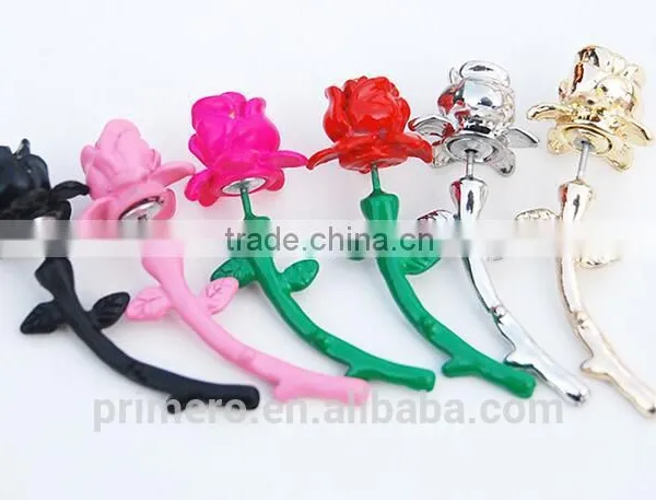 Vintage Stereo Rose Earrings Paint Piercing Stud Earrings Punjabi photo-5