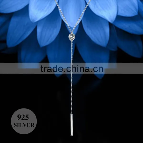 Fashion Latest Fancy 925 Sterling Silver Long Chain Bar Necklace