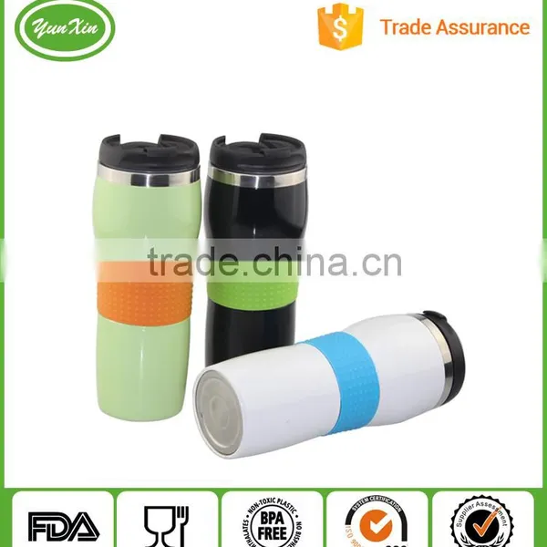 Double Wall Screw Lid Stainless Steel Cup With Silicone Sleeve