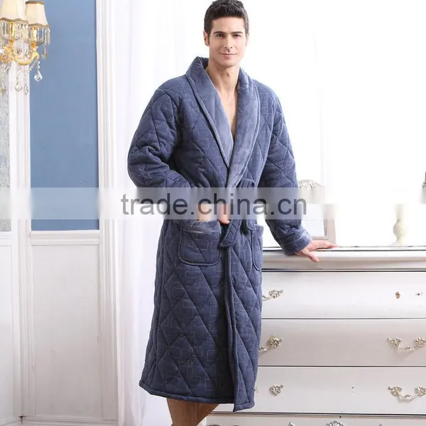 Robe Men Bathrobe Mens Thicken V-Neck Flannel Bathrobes Winter Autumn Casual Long Bathrobes Men Sleepwear Robes photo-4