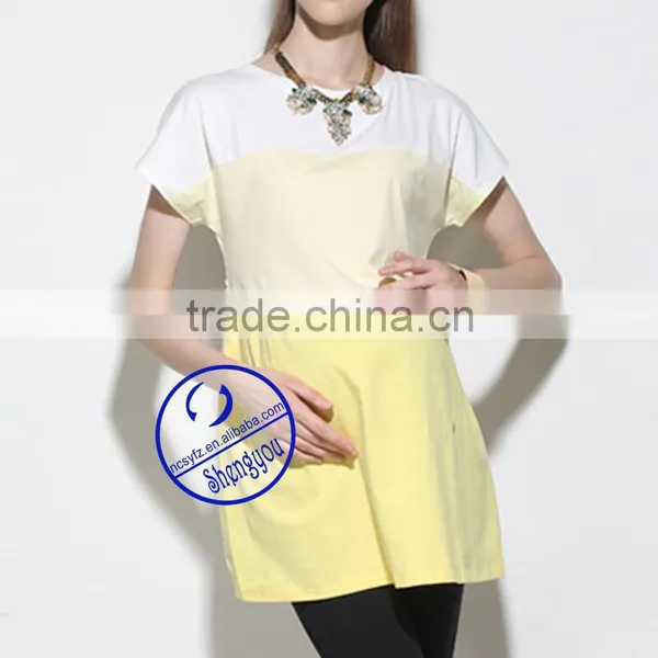 Custom Spandex Cotton Plain Long Line Maternity t Shirt photo-2