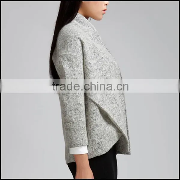 Oem Wholesale Cheap Custom Fashion Women Coat No Zipper Hoodie Parka Overcoat Jacket photo-3