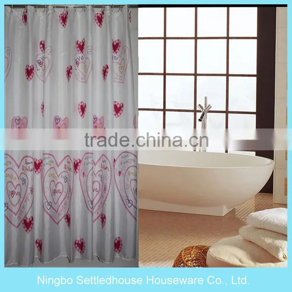 Heart Shaped Pvc Shower Curtain With Elephant Shower Curtain Hooks