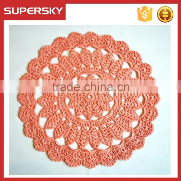 V-214 Knitting Orange Crochet Big Flower Coasters for Table Decor Lace Crochet Mug Mats photo-2