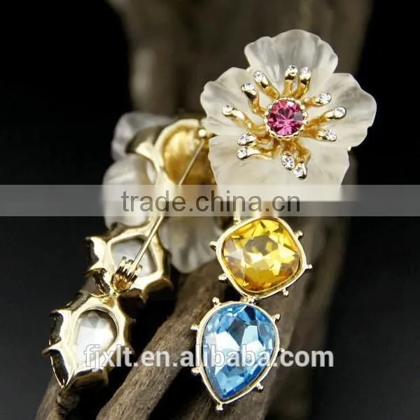Resin Rhinestones Brass Brooch Bouquet photo-5