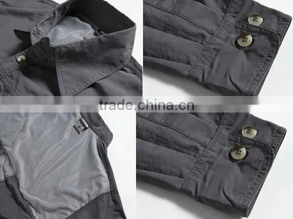 Mens Quick Dry Camping Hiking Fishing Shirt Anti Sun UV Detachable Sleeve Shirt photo-5