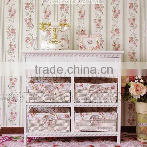 French Style Living Room Cabinet Antique White Solid Wood Sideboard Popular Design photo-3