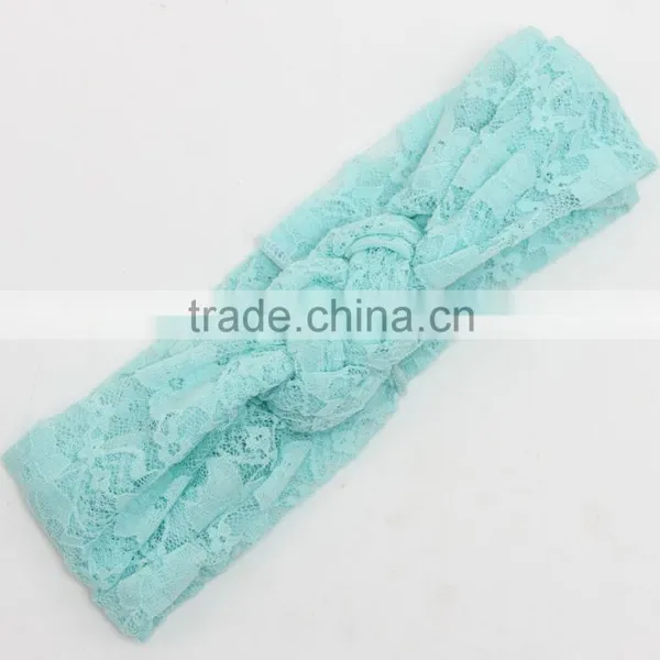 Wholesale 2016 New Knitting Cross Lace Headbands For Baby Girls / OEM Wholesale Kids or Women Elastic Wide Lace Headband photo-4