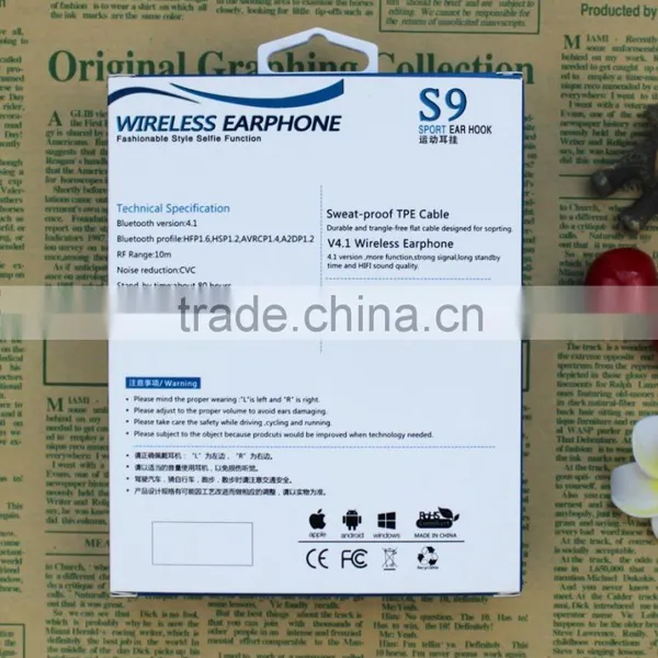 Bluetooth Headset Factory 2016 New Products for Mobile Phone. Wireless Earphone.Hot Sale Sport Bluetooth Earbud photo-3