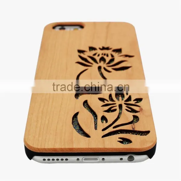 Ocase Hollow Out Blossom Flower PC/TPU + Wood Phone Case for Iphone 6 photo-2