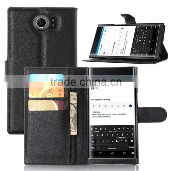 Best for Blackberry Priv Phone Case Flip Wallet Case With Card Slots and Phone Holder Function photo-2