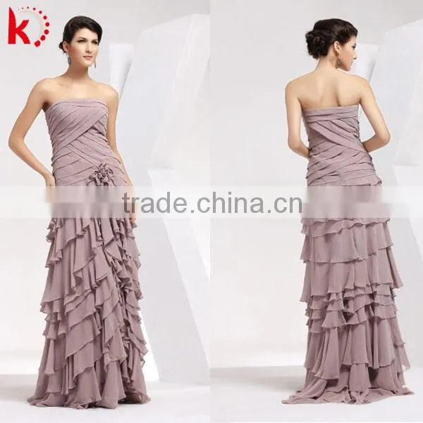 Elegant Ruffle Chiffon Long Chiffon Gown Manufacturers in China
