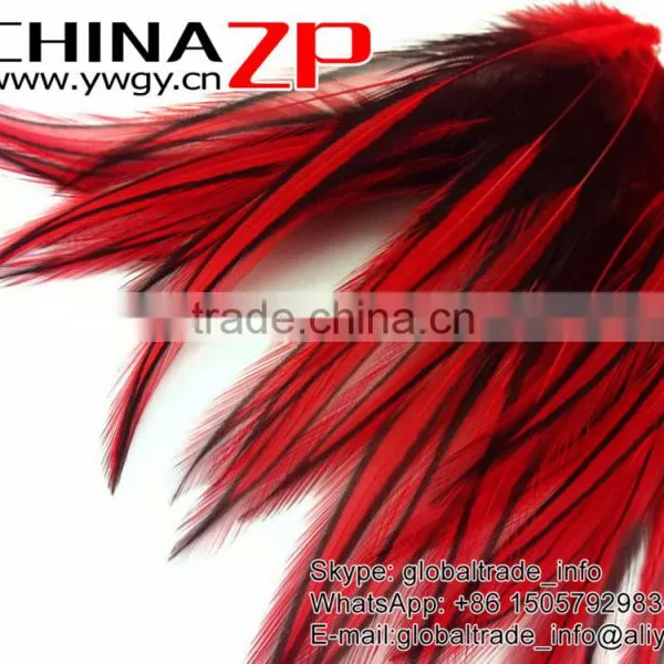ZPDECOR Top Quality Feather Dyed Red Lace Pointy Rooster Cape Feathers photo-3