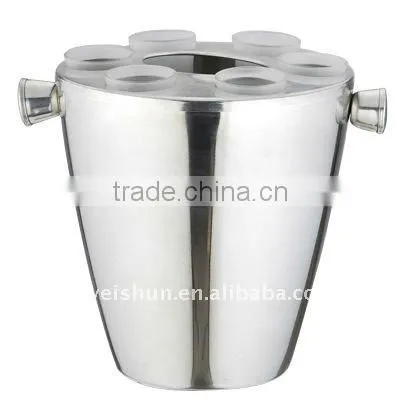 Round Ice Bucket With Glass Cups