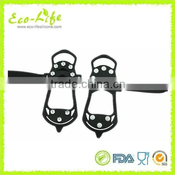 Popular 4 Sizes 10 Nails Mountain Climbing Silicone Rubber Ice Gripper Crampons Spikes for Snow Ice Raining Road photo-3