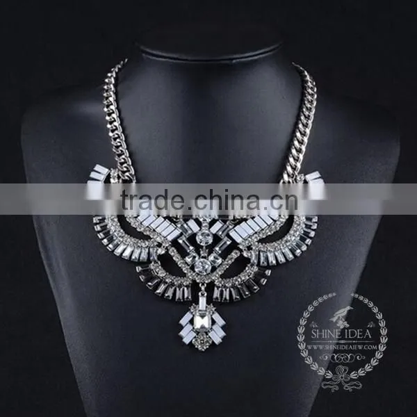 High Quality Vintage Style Rhinestone Chunky Statement Necklace Tin Alloy Fashion Women Pendant Necklace 6390082 photo-2