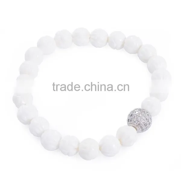 Moon Bodhi Seed Stretch Bracelet Buddhism Prayer Beads Mala White photo-4