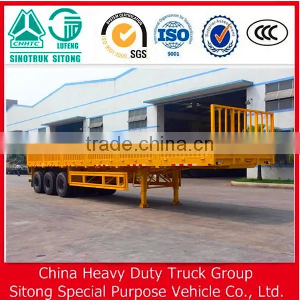 China Factory 3 Axle Side Wall Semi Trailer/ 40ft Flatbed Container Trailer / Bulk Cargo Trailer Truck for Sale photo-5