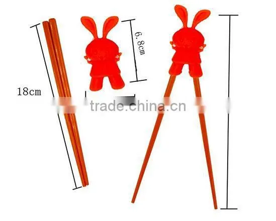 Cute Plastic Chopsticks With Flexible Silicone Rabbit Connector Training Chopsticks For Kids and Adults photo-3
