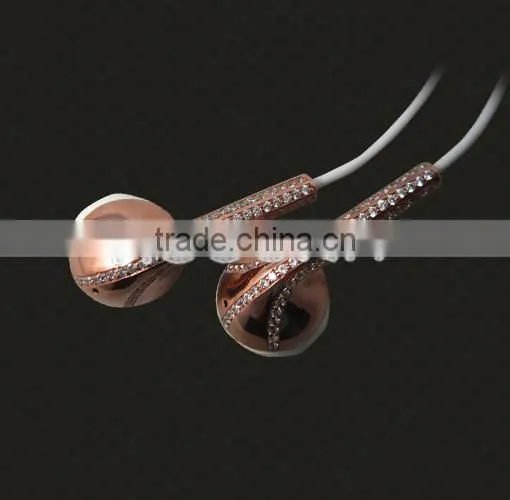 New Model Headphones,custom Rose Gold Plating Diamond Eadphones for IPhone 6 7 photo-3