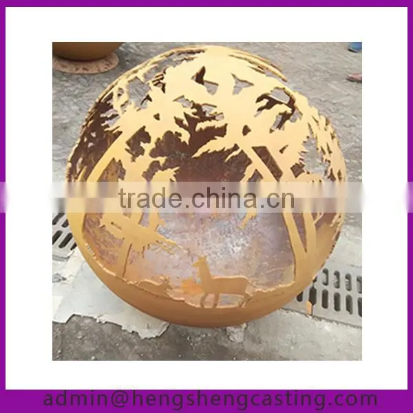 Large Spherical Outdoor Decorated Steel Firepit Sphere photo-5