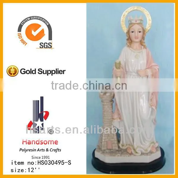 12"Resin Saint Barbara Religious Statue With Resin Base photo-6