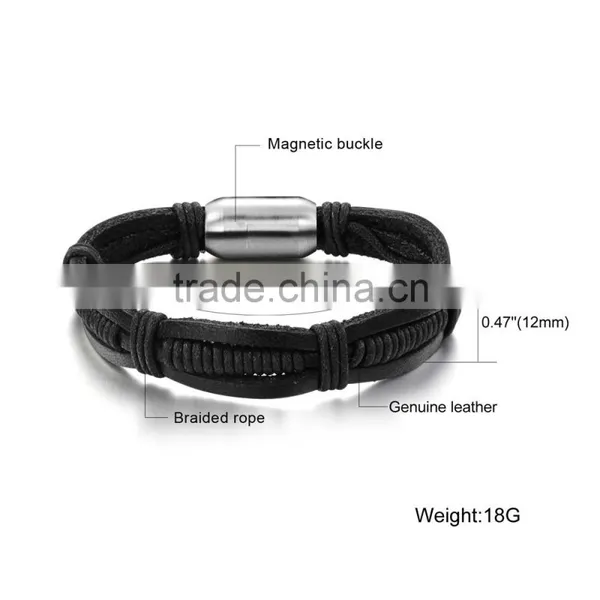 2017 New Stainless Steel Jewelry Leather Braided Bracelet for Men photo-5