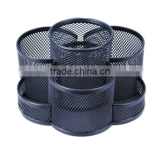 3 Compartments Multi Purpose Metal Mesh Pencil Holder photo-2