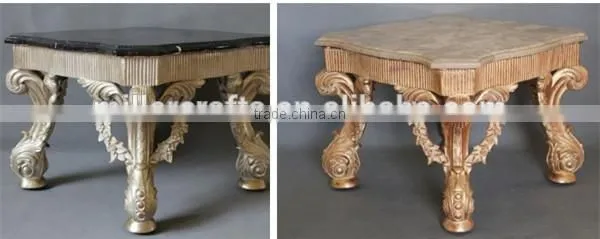 Champagne Gold Coffee Table With Marble Top, French Furniture photo-3