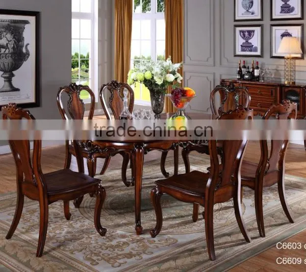 C6606 1.6M 6 Seater American Style Heavy-duty Long Dining Table and Chairs photo-2