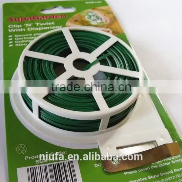 30m Garden Twist Tie Wire Reel With Cutter Plant Bush Flower Strong Support photo-2