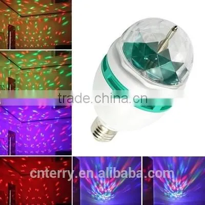 Newly Launched Auto Mini Party Light Stage Lighting LED Bulbs E27 B22 3W Bulb Full Color RGB LED Plastic Rotating Lamp photo-2