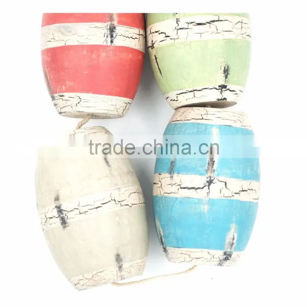Colorful Boutique Wood Ocean Decoration Nautical Decor Floating Wood Bouy photo-2