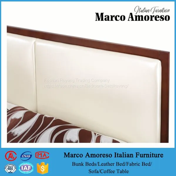 European Style Faxue Leather Storage Low Double Wooden Bed Frame photo-5