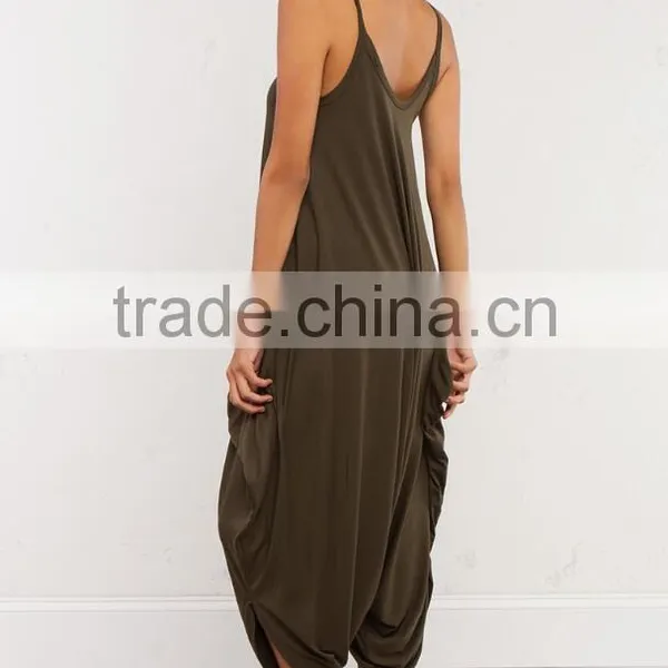 Women Apparel Suppliers Women Loose Fit Harem Tank Romper Round Neck One Piece Spaghetti Strap Jumpsuit Wholesale photo-3