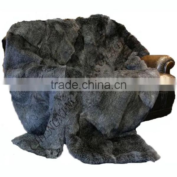 CX-D-08J Super Quality Winter Warm Real Rabbit Fur Wholesale China Blankets photo-4