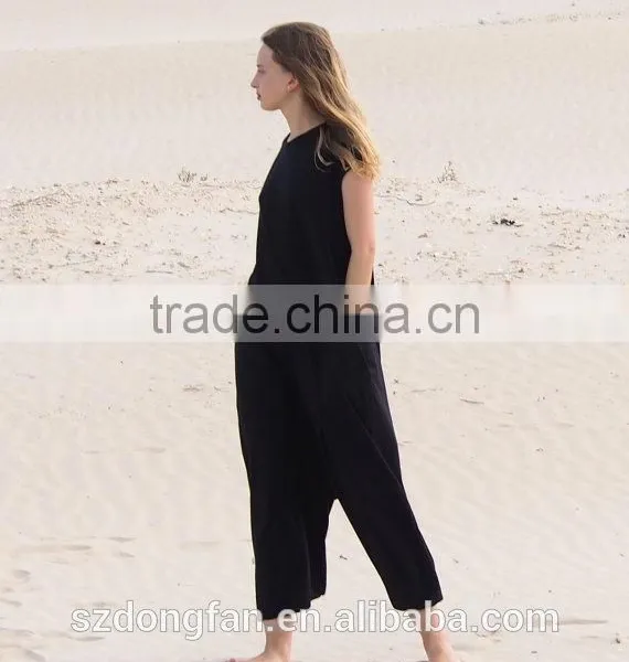 Women Black Oversized Jumpsuit Girl's Loose Overalls Sexy Romper photo-4