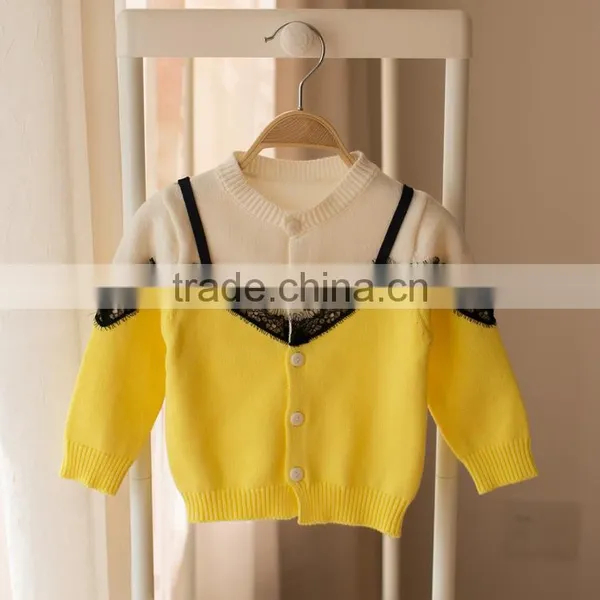 S32893W Spring 2017 New Girls Cardigan Lace Embroidery Knitted Sweater Kids Girls Knitting Cardigan photo-3