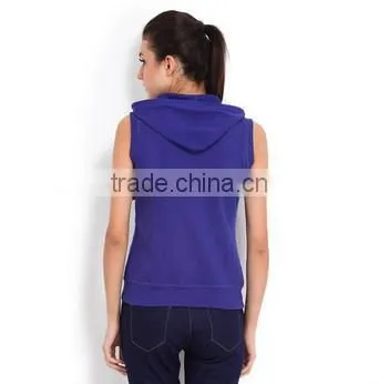 Newest Style Cotton Females Sleeveless Gym Hoodie Cheap photo-3